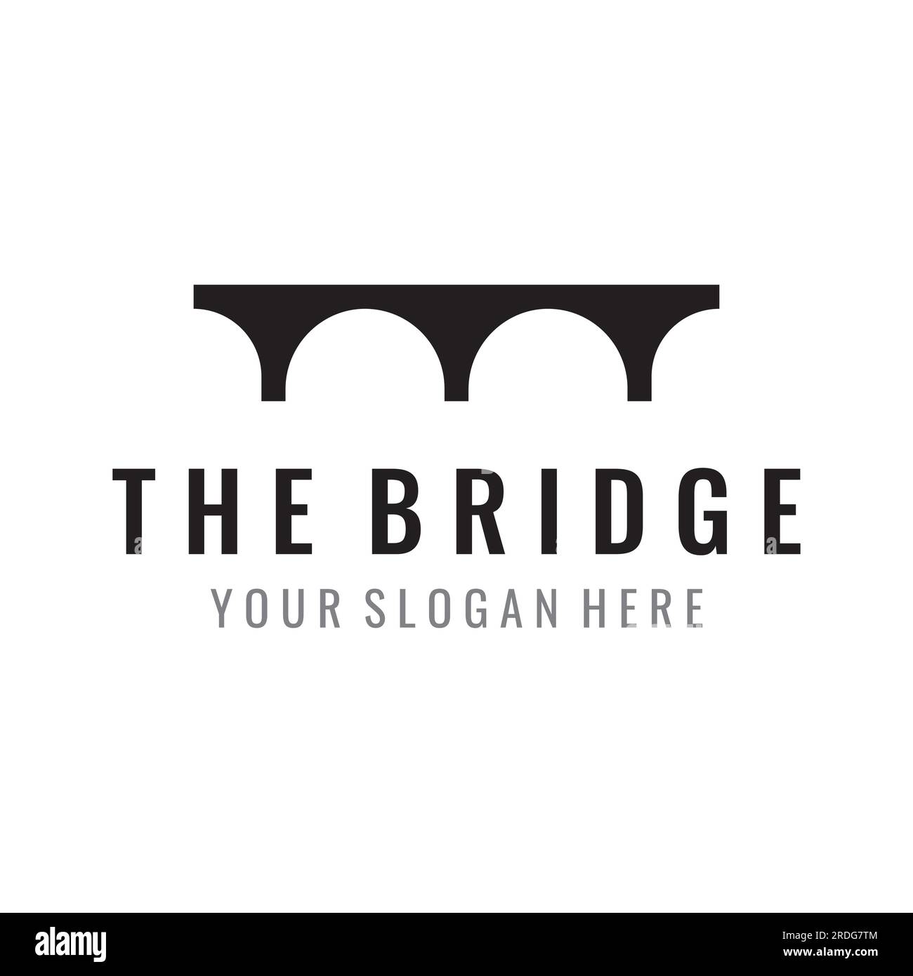 Logo creativo minimalista ed elegante di un edificio a ponte dal concetto moderno. Illustrazione Vettoriale