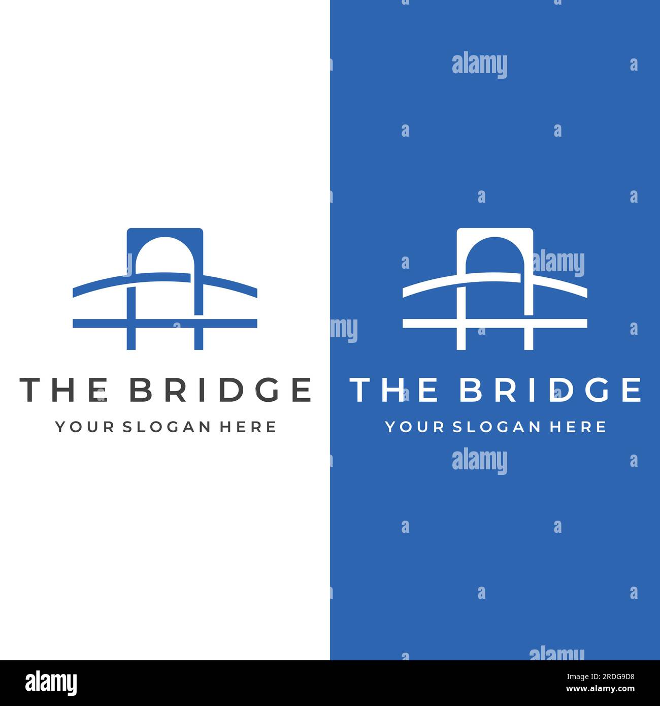 Logo creativo minimalista ed elegante di un edificio a ponte dal concetto moderno. Illustrazione Vettoriale