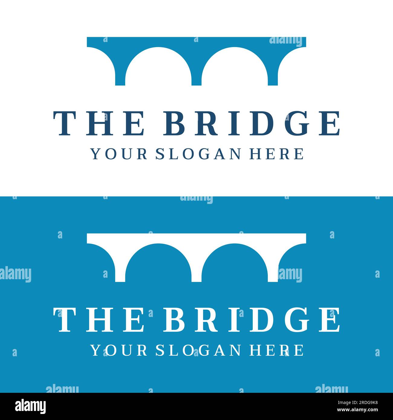 Logo creativo minimalista ed elegante di un edificio a ponte dal concetto moderno. Illustrazione Vettoriale