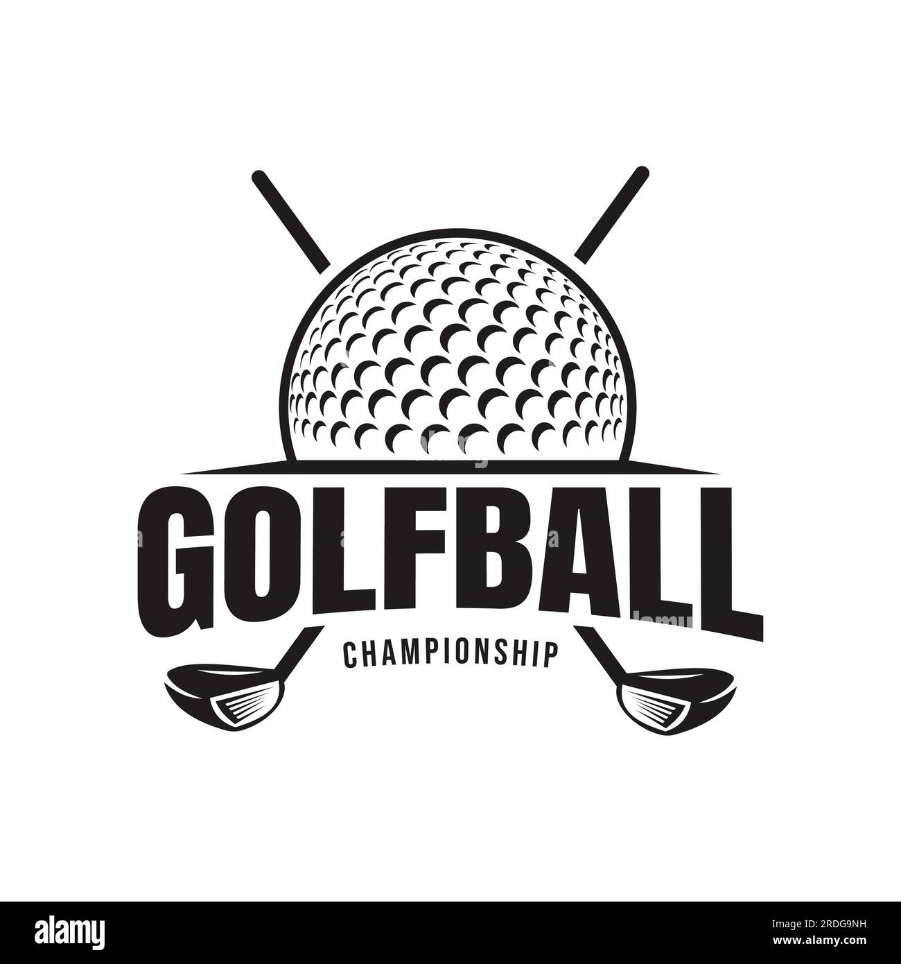 Design vintage retro Golf Club, modello di design con logo Sports Club per tornei di golf Illustrazione Vettoriale