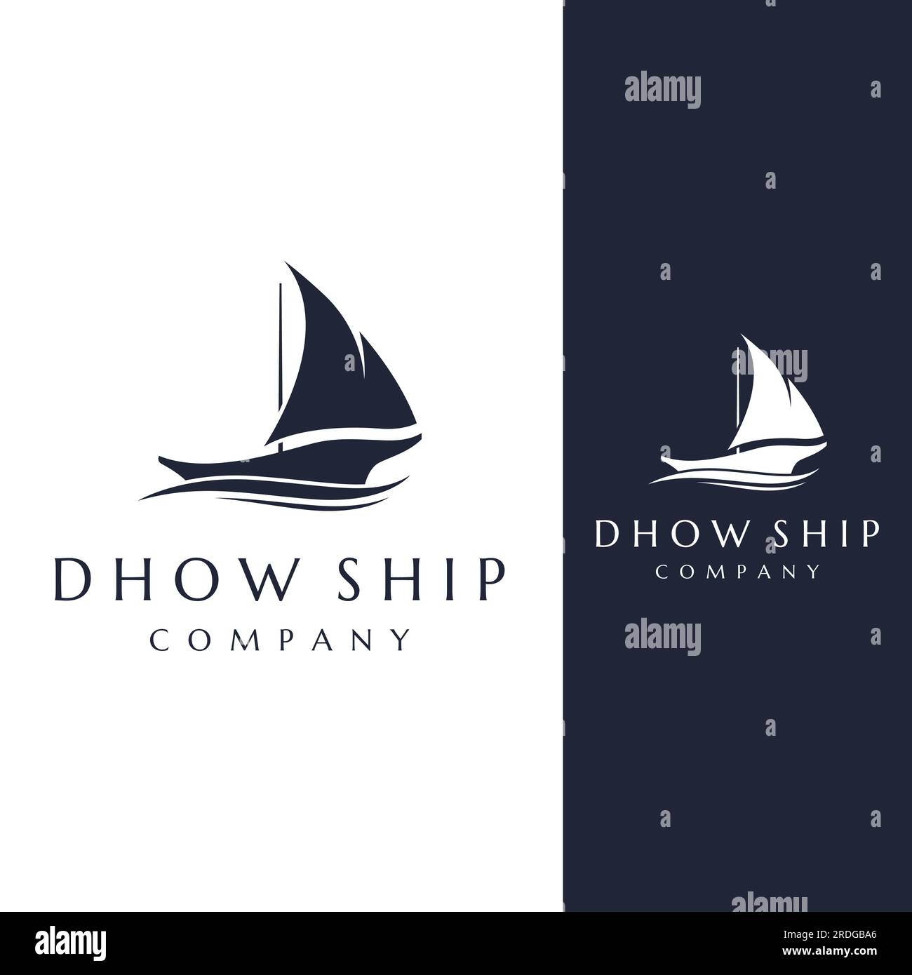 Semplice design nero con logo dhow Ship in stile classico. Illustrazione Vettoriale