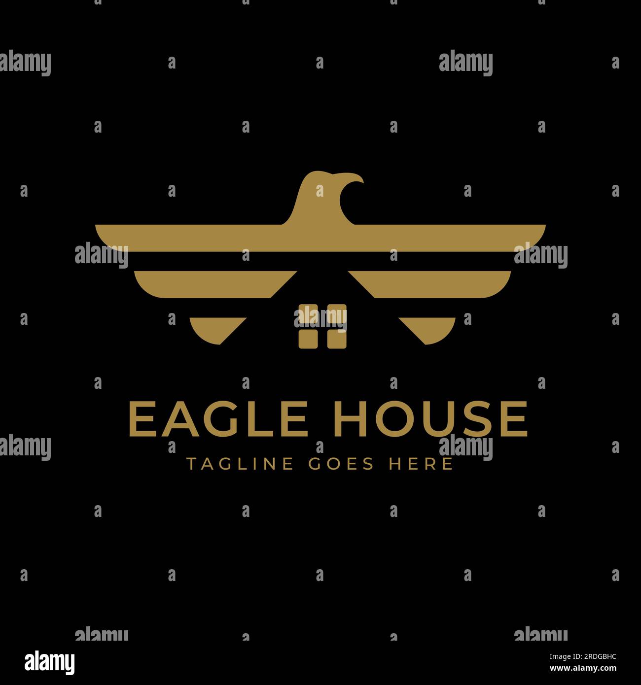 Logo vettoriale e disegno dell'ala di un uccello per immobili e proprietà Illustrazione Vettoriale