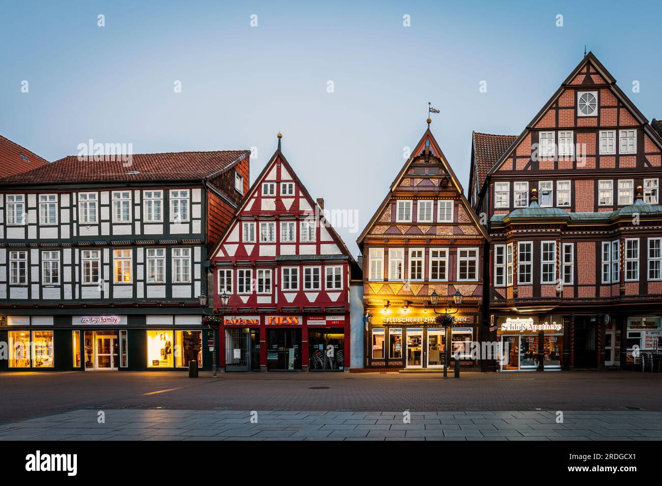 La città medievale di celle con fronte case a graticcio. Foto scattata il 4 giugno 2023 a celle, bassa Sassonia, Germania. Foto Stock