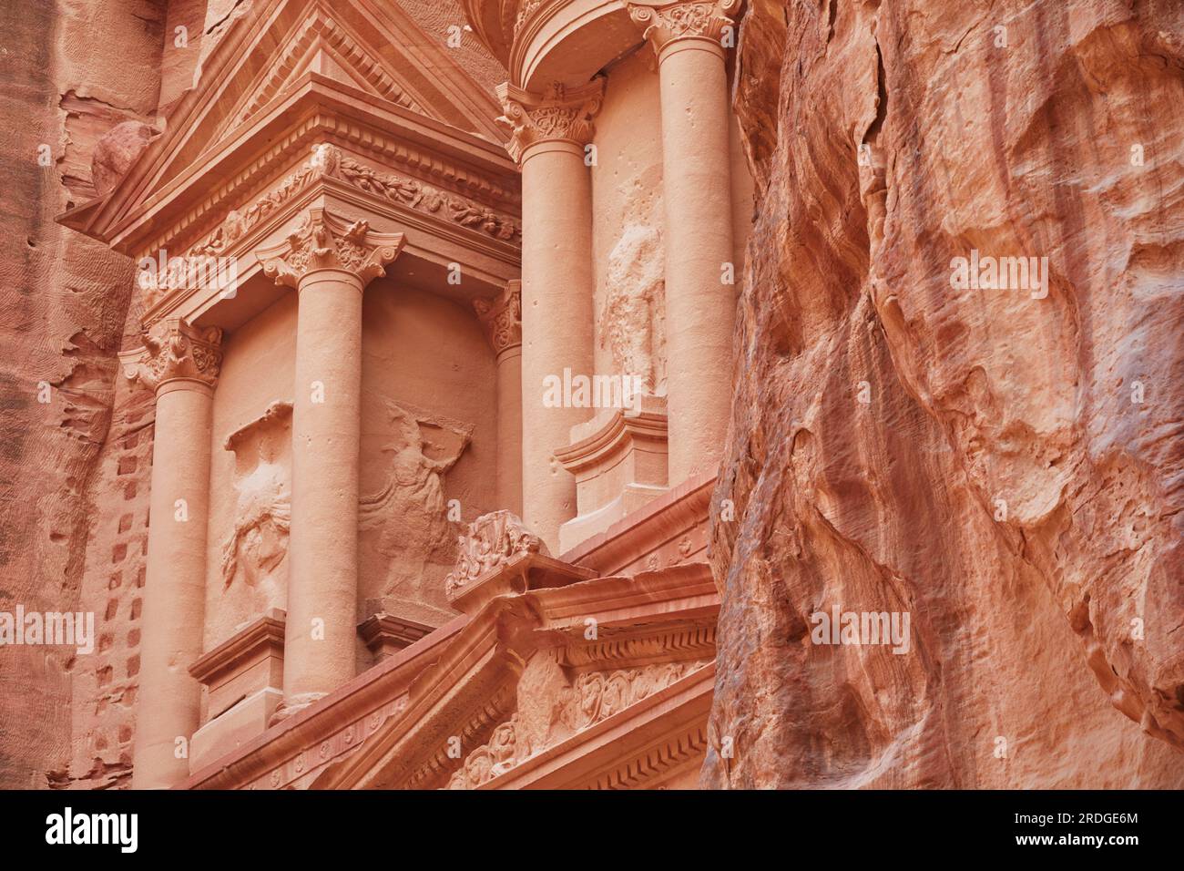 Dettaglio del Tesoro, Petra, Governatorato di Ma'an, Giordania Foto Stock