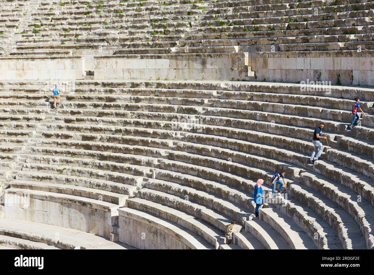 Anfiteatro romano e città di Amman, Cittadella, Amman, Giordania Foto Stock