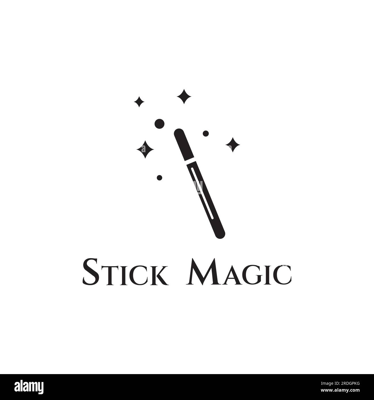 illustrazione vettoriale del logo dell'icona della bacchetta magica Illustrazione Vettoriale