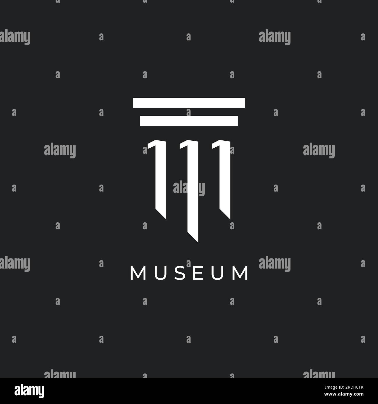 Museo, colonna del museo, museo della linea, logo del pilastro del museo. Un museo dal concetto minimalista e moderno. Illustrazione Vettoriale