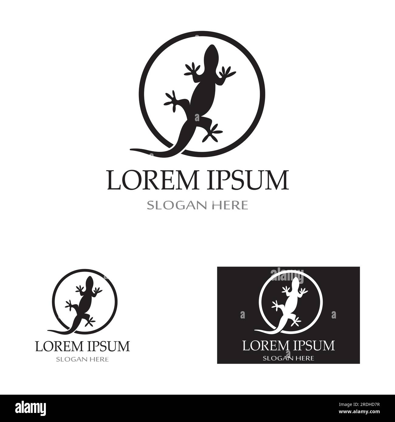 logo con lucertola o geco, con logo vettoriale. Illustrazione Vettoriale