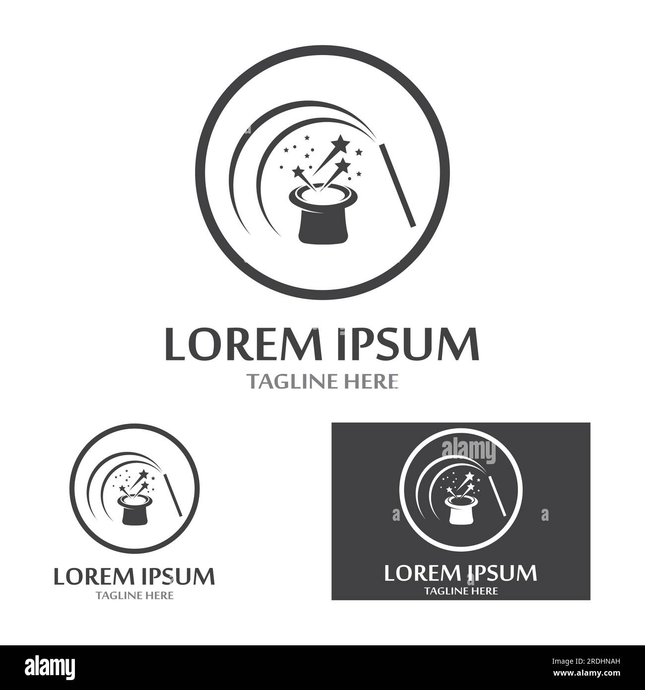 illustrazione vettoriale del logo dell'icona della bacchetta magica Illustrazione Vettoriale