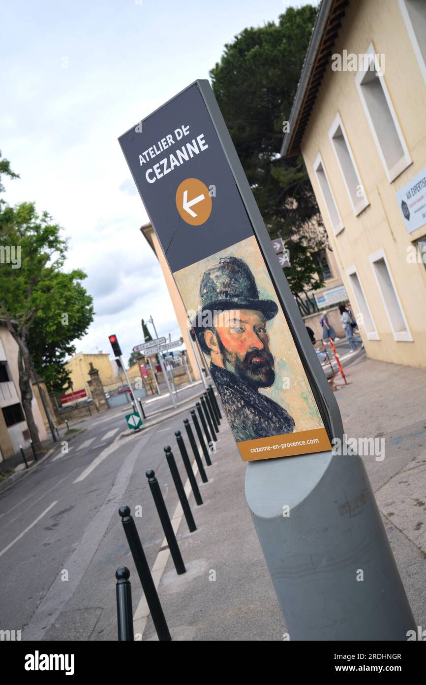 Segui le indicazioni stradali per Atelier Cezanne Aix en Provence France Foto Stock