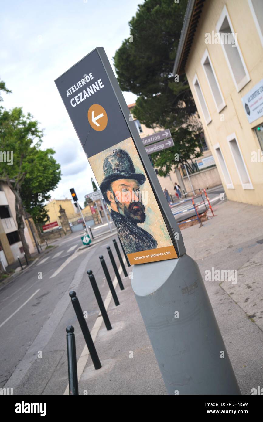 Segui le indicazioni stradali per Atelier Cezanne Aix en Provence France Foto Stock