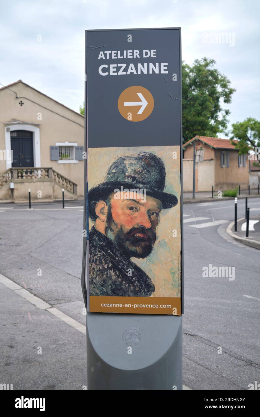 Segui le indicazioni stradali per Atelier Cezanne Aix en Provence France Foto Stock
