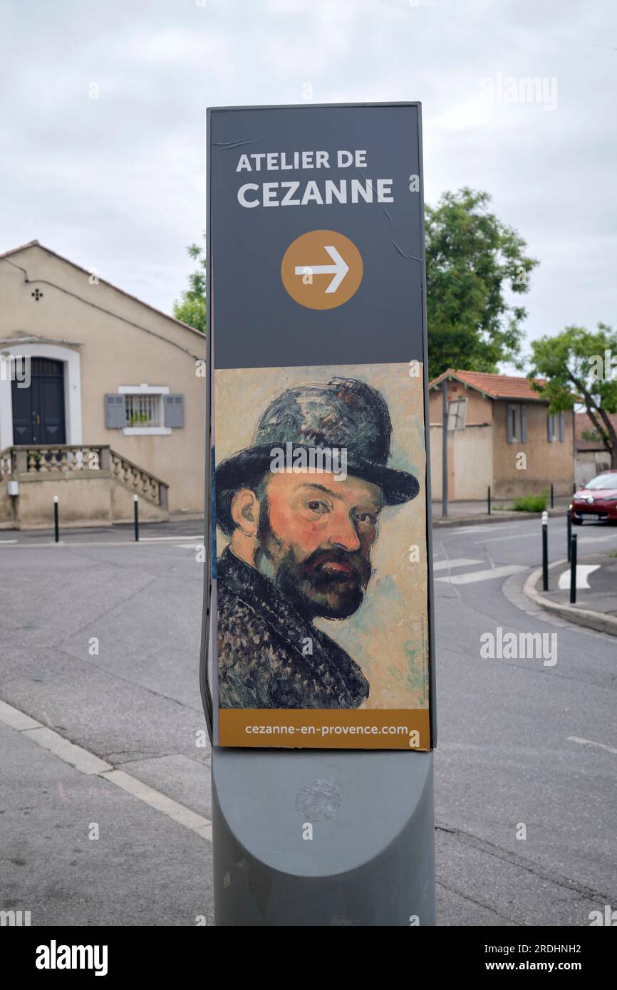 Segui le indicazioni stradali per Atelier Cezanne Aix en Provence France Foto Stock