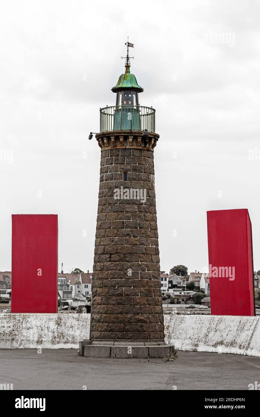 Faro Inner Mole, Ronne City, Bornholm Island, Danimarca, Europa Foto Stock