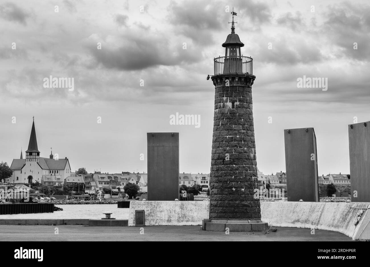 Faro Inner Mole, Ronne City, Bornholm Island, Danimarca, Europa Foto Stock