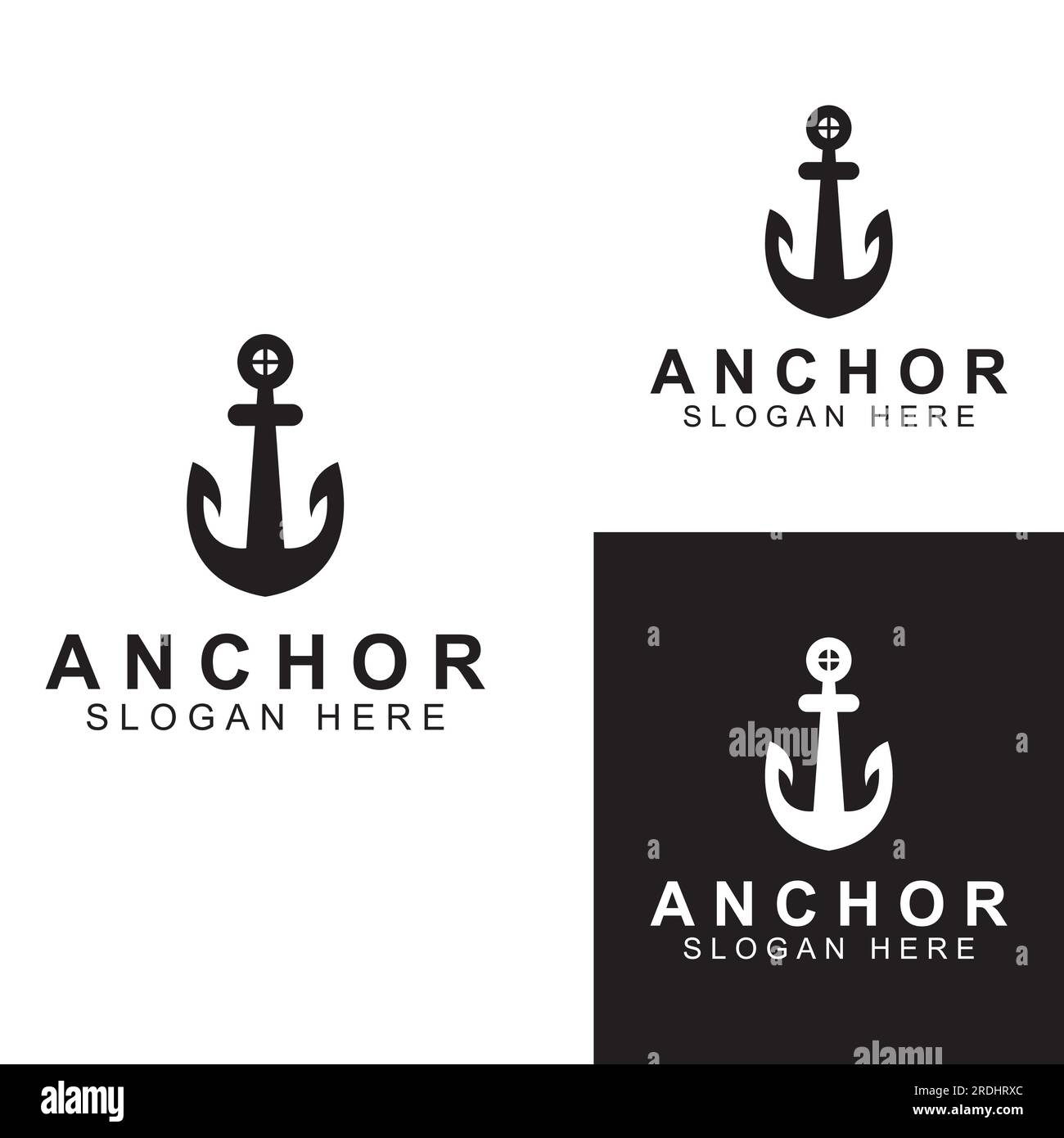 Vettore di design del logo e del simbolo di ancoraggio. Illustrazione Vettoriale