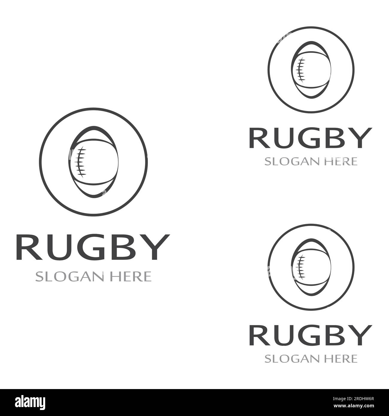 Logo della palla di rugby. Utilizzo del concetto di design con illustrazione vettoriale.può essere utilizzato per i loghi sportivi e per il logo di una squadra Illustrazione Vettoriale