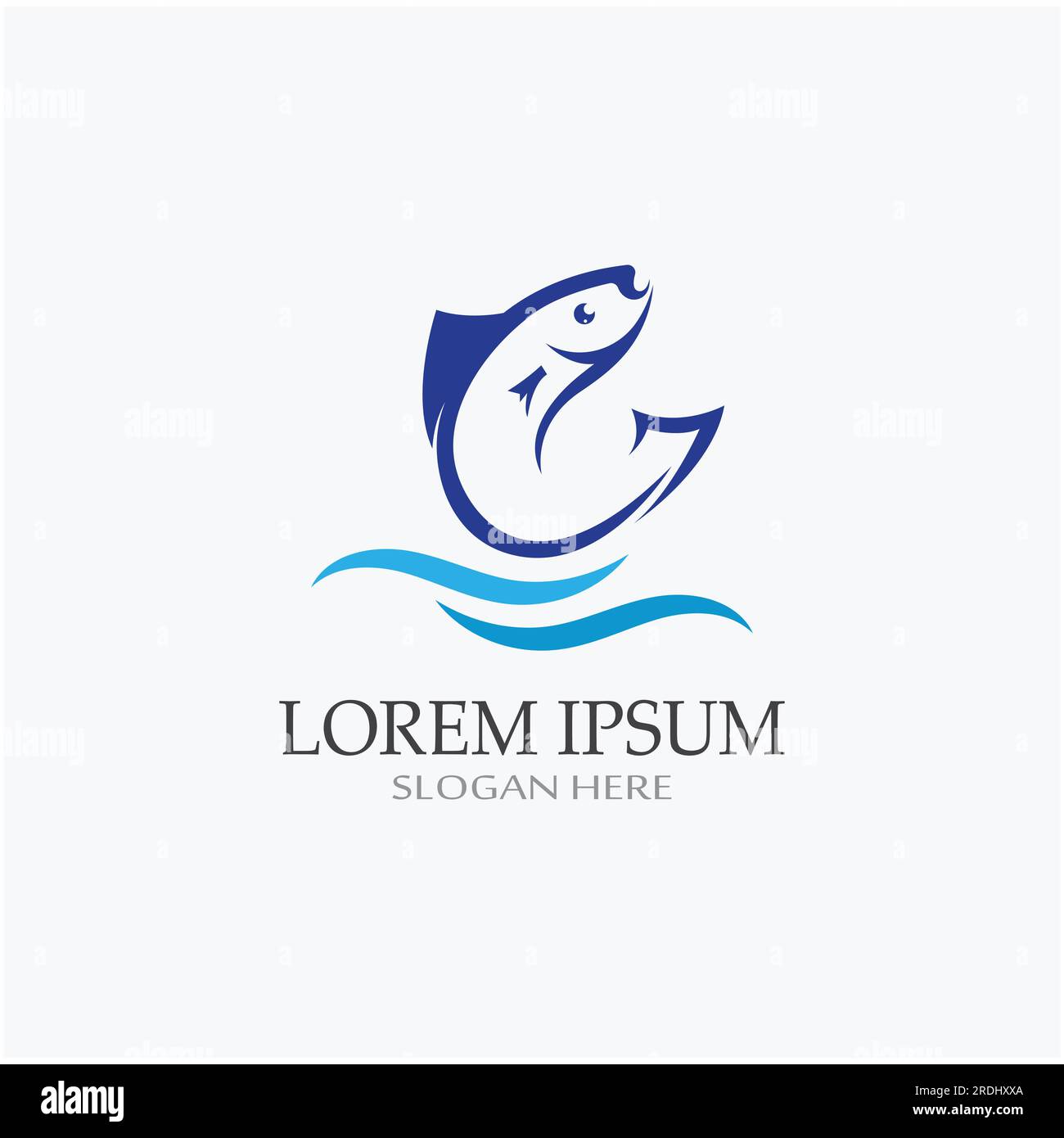 Logo pesce, fishinghook, olio di pesce e icona del ristorante di pesce. Con concetto di icona vettoriale Illustrazione Vettoriale