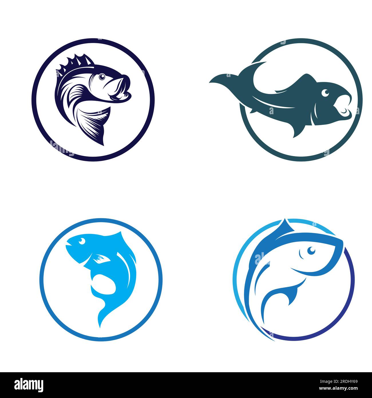 Logo pesce, fishinghook, olio di pesce e icona del ristorante di pesce. Con concetto di icona vettoriale Illustrazione Vettoriale