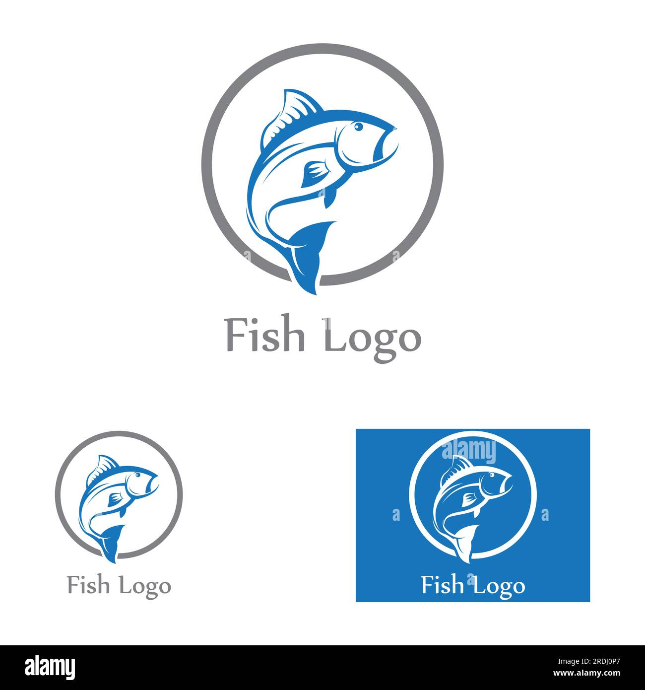 Logo pesce, fishinghook, olio di pesce e icona del ristorante di pesce. Con concetto di icona vettoriale Illustrazione Vettoriale