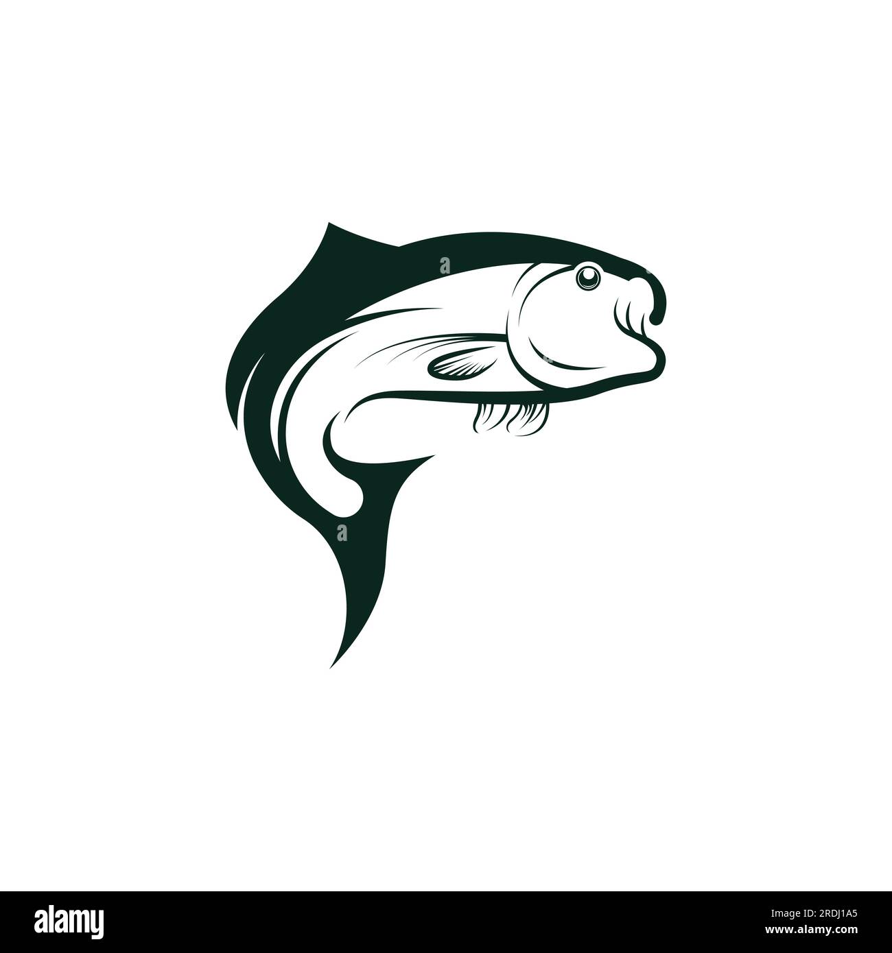 Logo pesce, fishinghook, olio di pesce e icona del ristorante di pesce. Con concetto di icona vettoriale Illustrazione Vettoriale