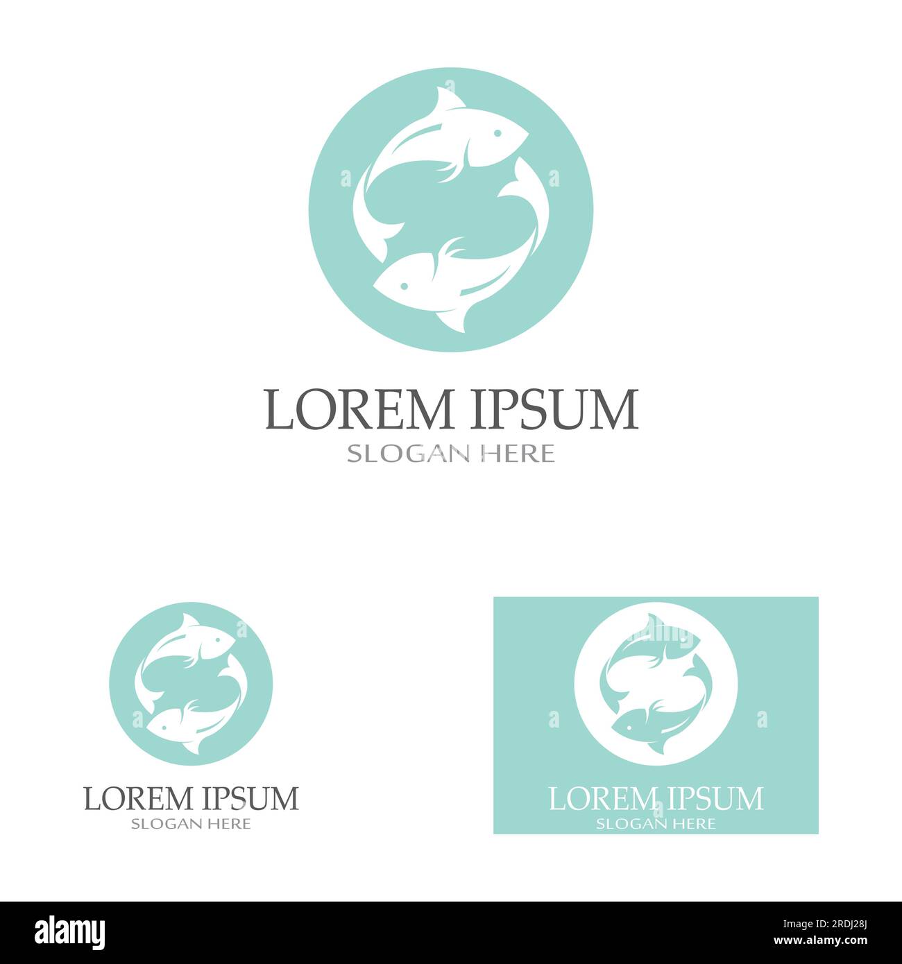 Logo pesce, fishinghook, olio di pesce e icona del ristorante di pesce. Con concetto di icona vettoriale Illustrazione Vettoriale
