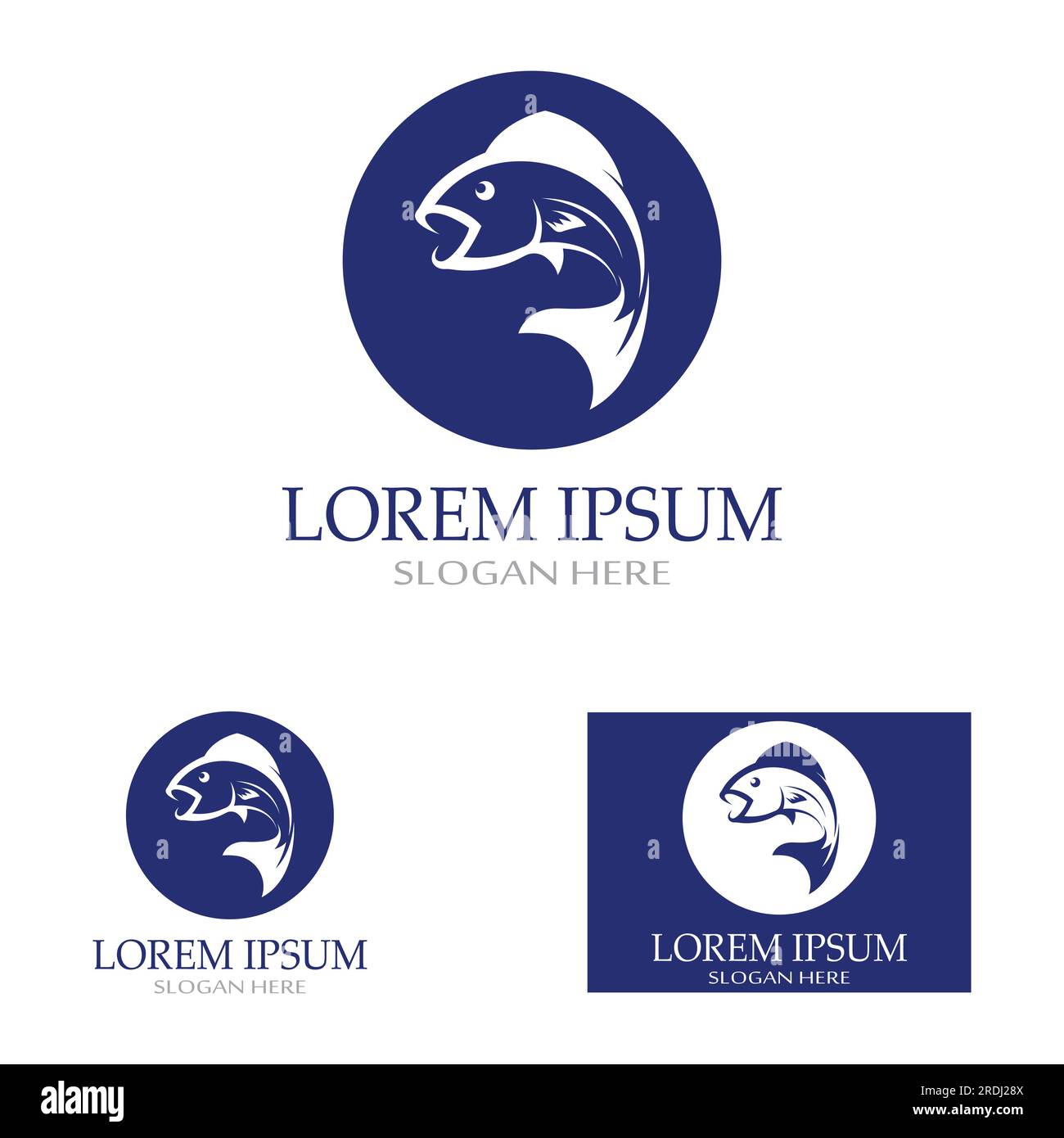 Logo pesce, fishinghook, olio di pesce e icona del ristorante di pesce. Con concetto di icona vettoriale Illustrazione Vettoriale