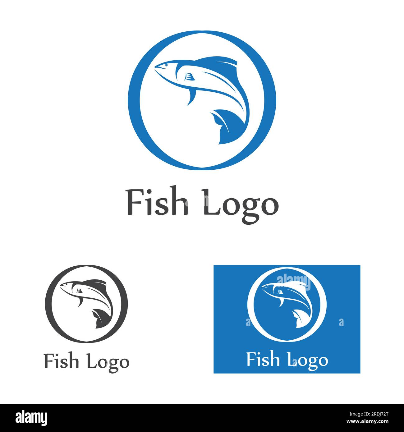 Logo pesce, fishinghook, olio di pesce e icona del ristorante di pesce. Con concetto di icona vettoriale Illustrazione Vettoriale