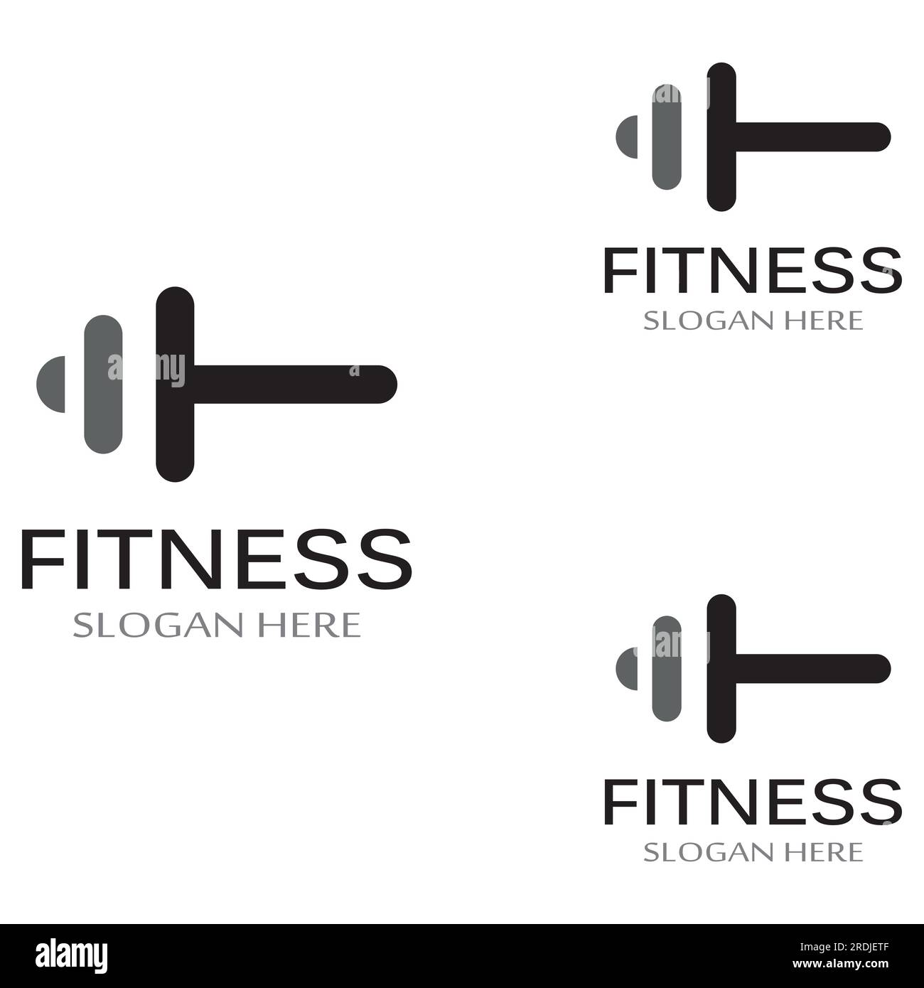 Logo e campana della palestra fitness. Design per palestra e campana, con design vettoriale Illustrazione Vettoriale