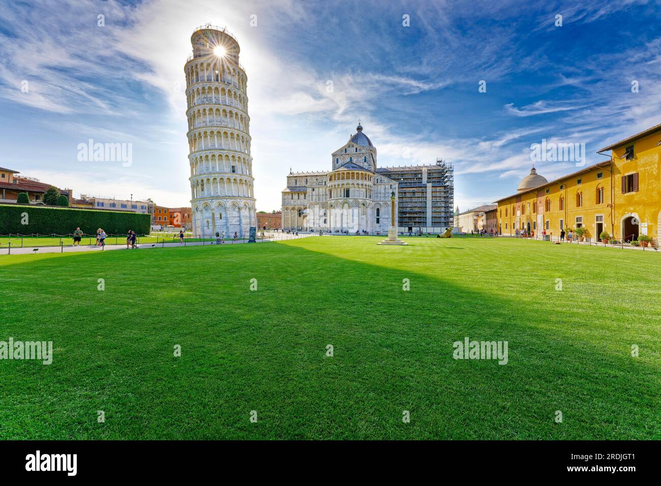 Torre pendente, Torre pendente di Pisa, Cattedrale, Cattedrale metropolitana Primaziale di Santa Maria Assunta, Piazza dei Miracoli Foto Stock