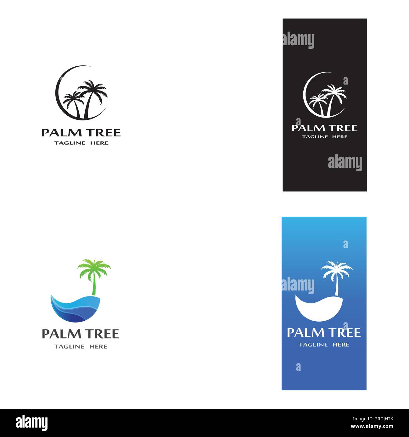 Palm tree estate modello logo illustrazione vettoriale Illustrazione Vettoriale
