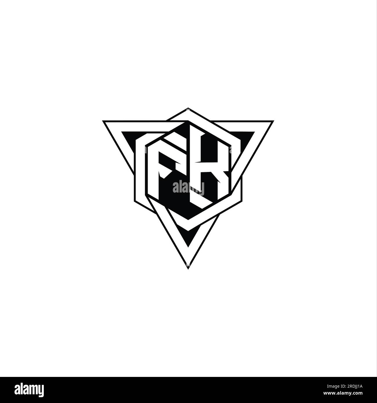FK Letter Logo monogramma forma esagonale con profilo geometrico triangolare modello di design dallo stile moderno Foto Stock