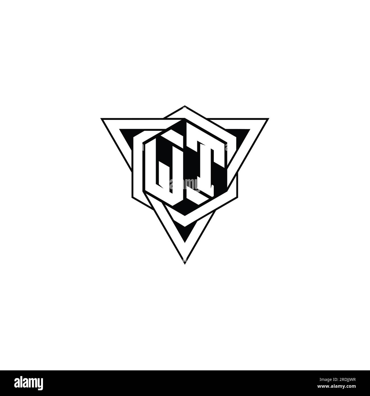 Logo WT Letter monogramma forma esagonale con profilo geometrico triangolare modello di design moderno e nitido Foto Stock