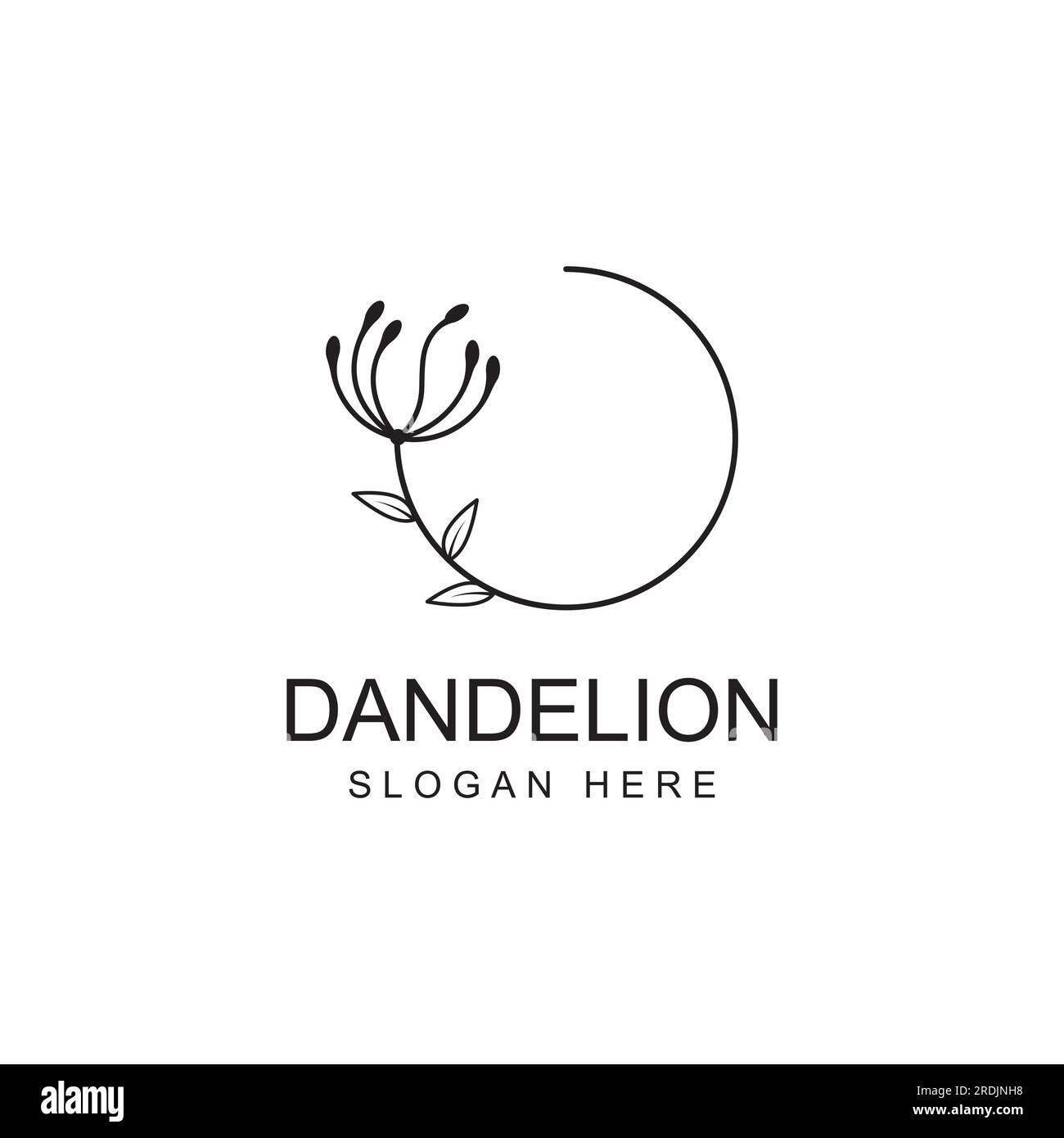 Logo del fiore di Dandelion e design vettoriale del simbolo Illustrazione Vettoriale