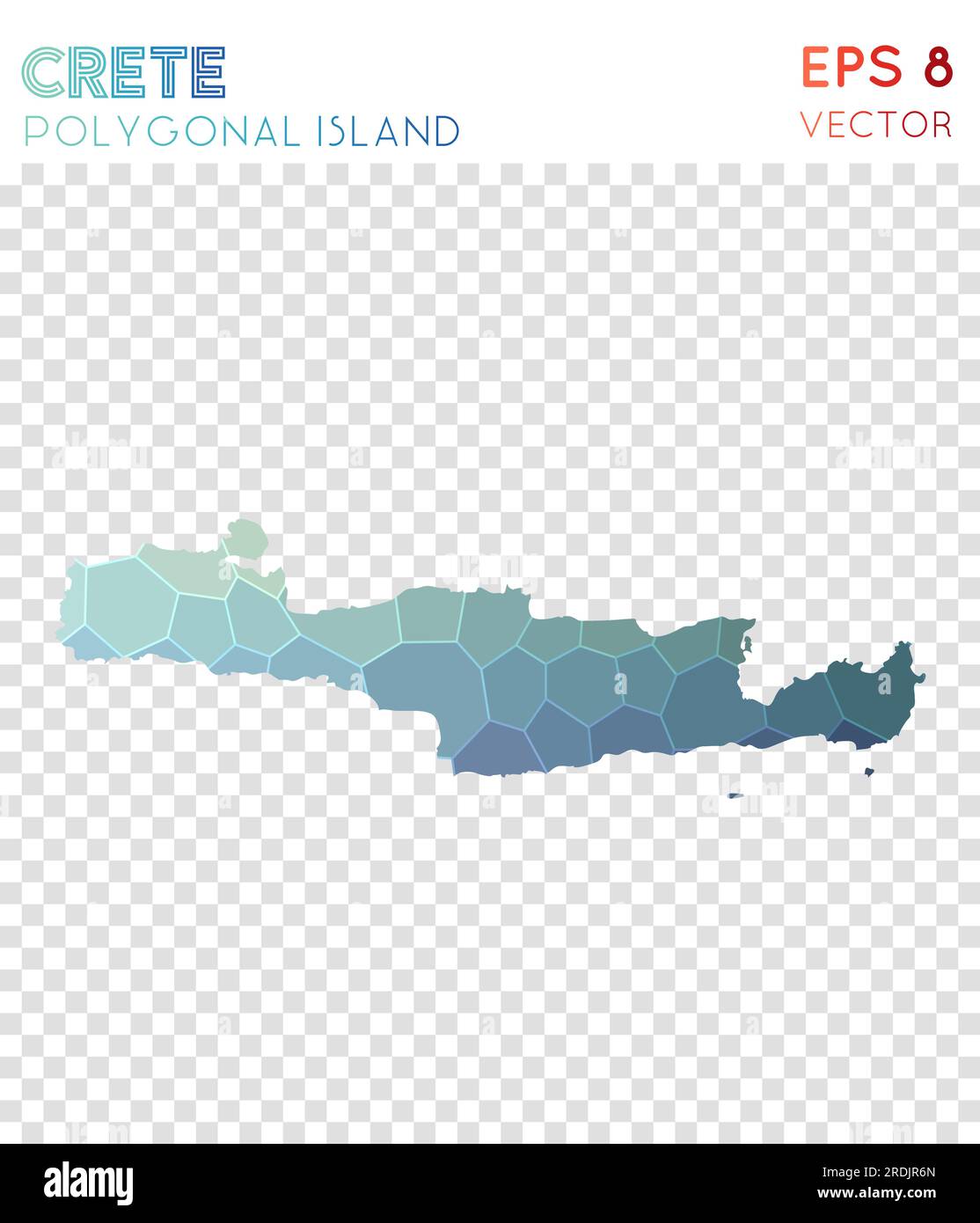 Mappa poligonale di Creta, isola in stile mosaico. Elegante stile a basso poli, design moderno. Mappa poligonale di Creta per infografiche o presentazioni. Illustrazione Vettoriale