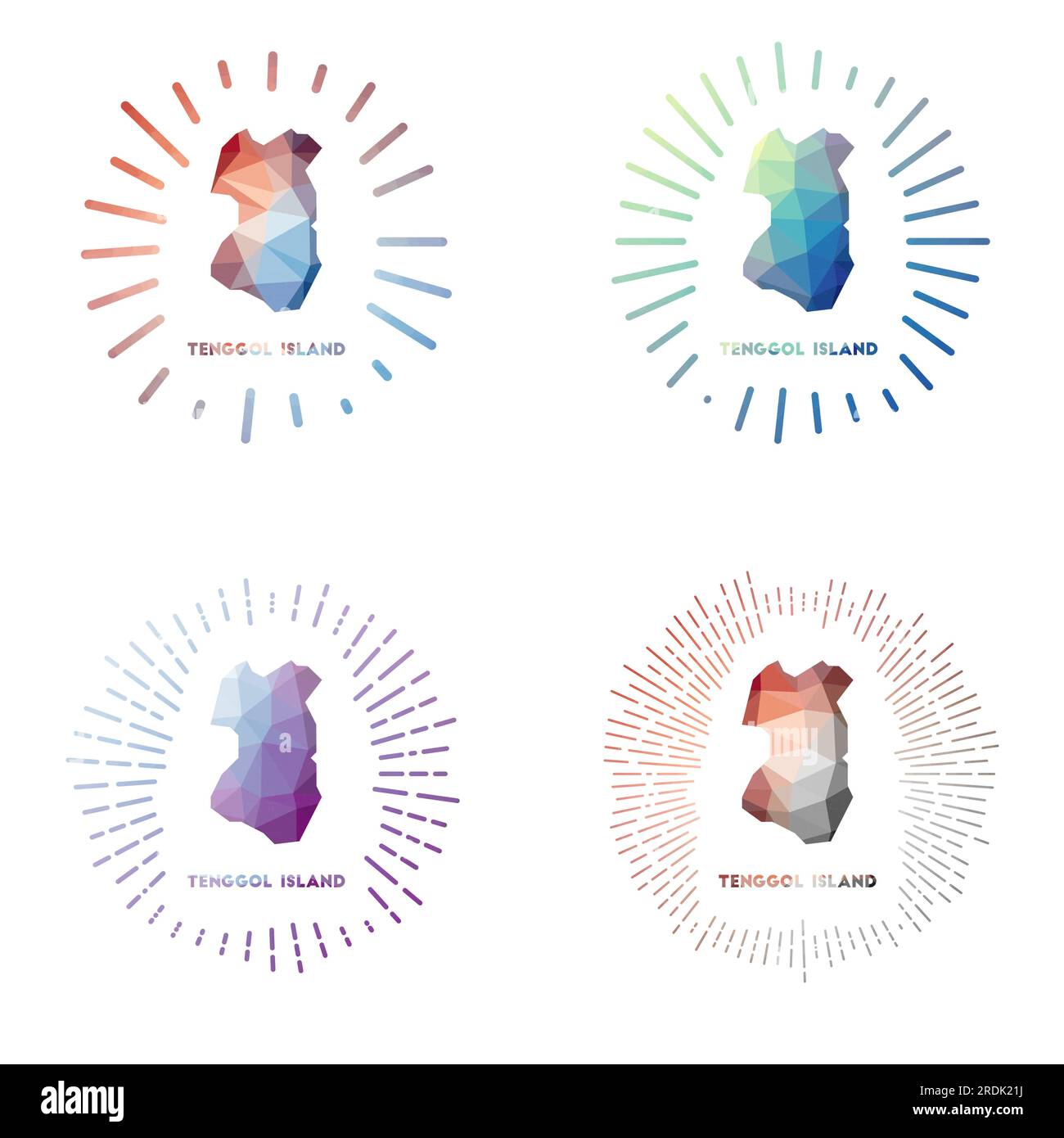 Tenggol Island, tramonta di sole polietilene. Logo dell'isola in stile poligonale geometrico. Illustrazione vettoriale. Illustrazione Vettoriale