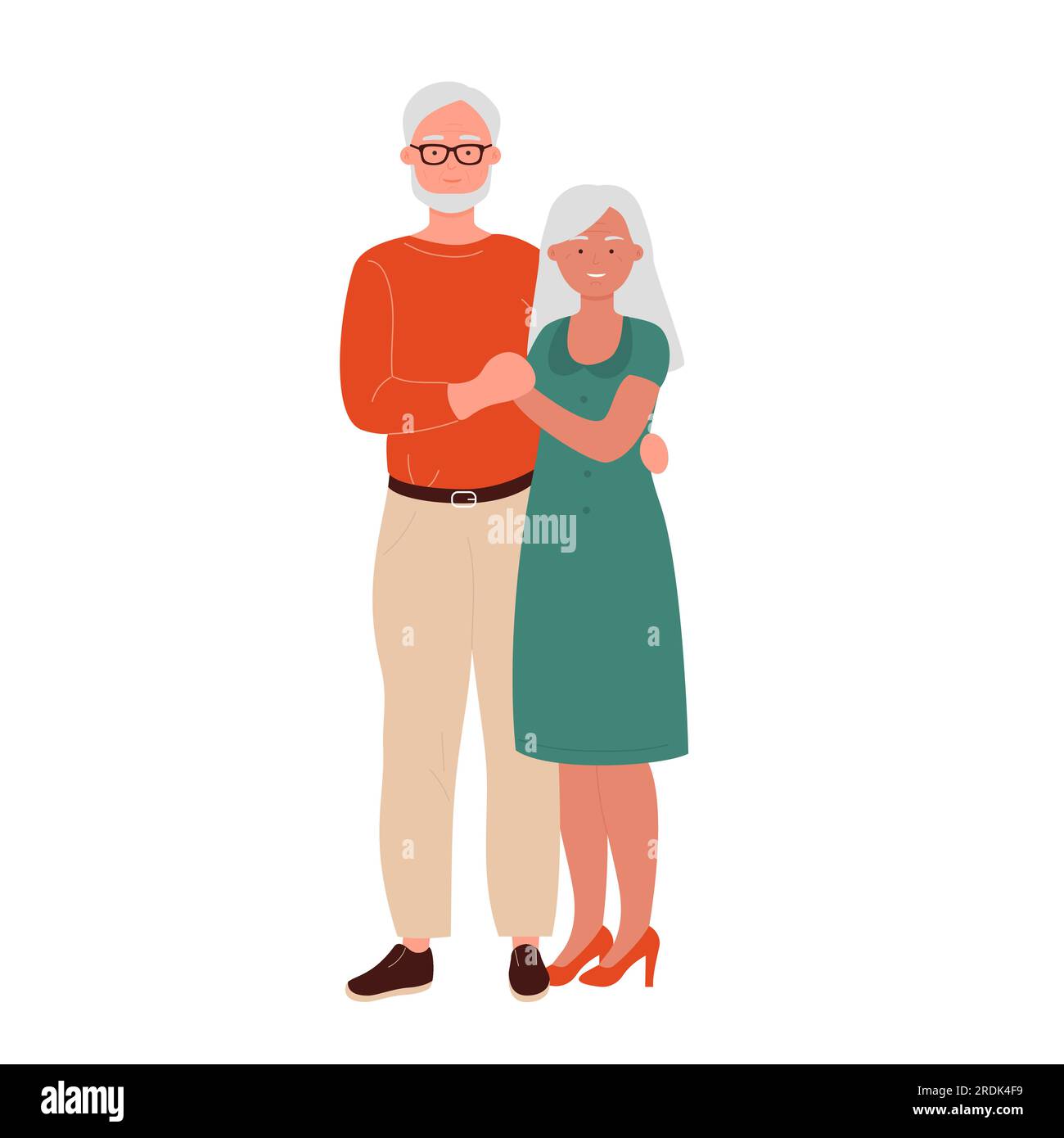 Felice coppia anziana. Gli anziani sorridenti amano le persone, adorabili e calorose illustrazioni vettoriali di relazioni Illustrazione Vettoriale