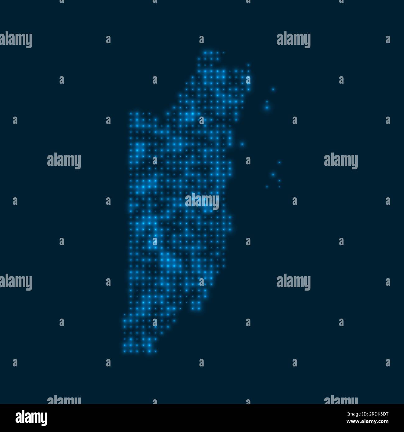 Belize mappa luminosa punteggiata. Forma del paese con lampadine blu brillanti. Illustrazione vettoriale. Illustrazione Vettoriale