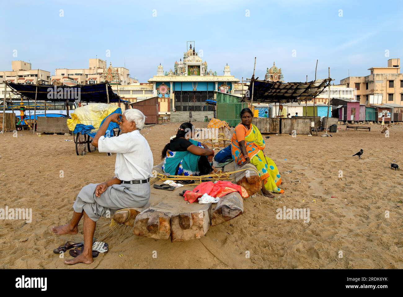 Tempio di Astalakshmi sulla spiaggia di Elliot a Chennai, Tamil Nadu, India, Asia Foto Stock