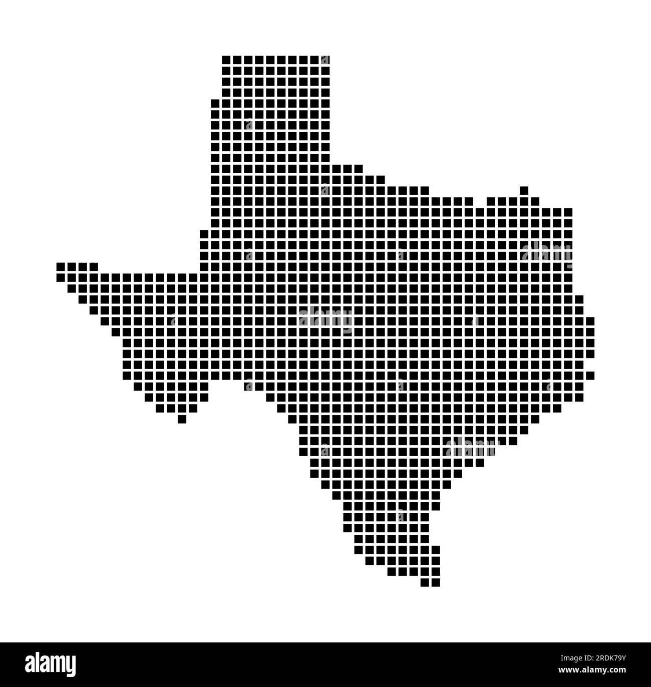 Mappa del Texas. Mappa del Texas in stile punteggiato. Bordi dello stato degli Stati Uniti riempiti di rettangoli per il progetto. Illustrazione vettoriale. Illustrazione Vettoriale
