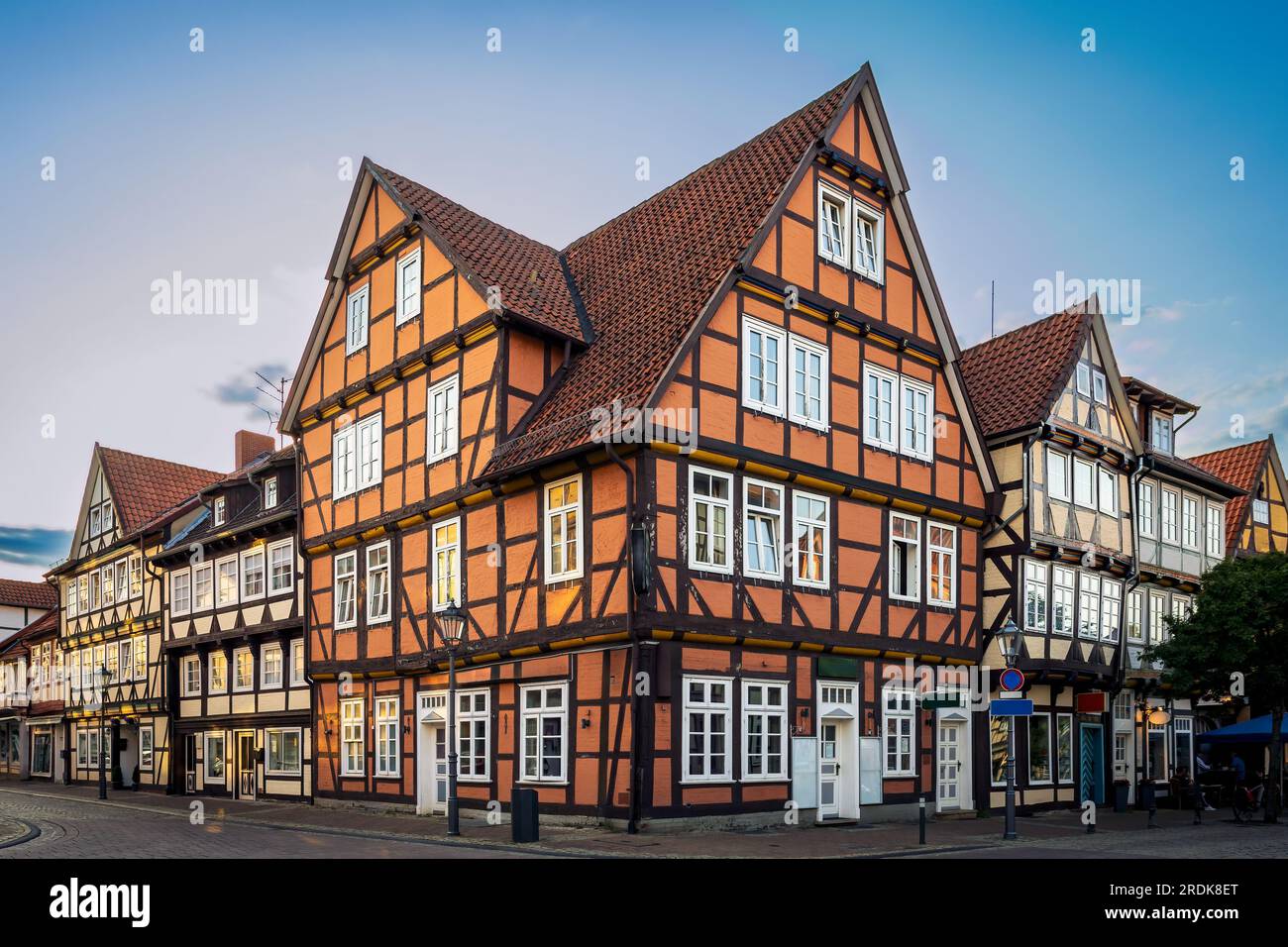 La città medievale di celle con fronte case a graticcio. Foto scattata il 4 giugno 2023 a celle, bassa Sassonia, Germania. Foto Stock
