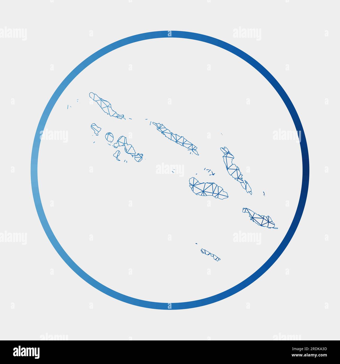 Icona delle Isole Salomone. Mappa della rete del paese. Cartello rotondo delle Isole Salomone con anello gradiente. Illustrazione Vettoriale