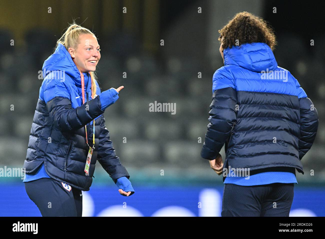DUNEDIN - giocatore Jill Baijings durante un'ispezione dello stadio coperto Forsyth Barr, alla vigilia della partita contro il Portogallo. L'Orange si sta preparando per la prima partita a gironi ai Mondiali di nuova Zelanda e Australia. ANP BLAKE ARMSTRONG Foto Stock