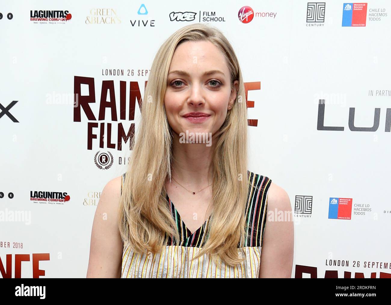 Amanda Seyfried partecipa alla prima mondiale di "Holy Moses" durante il Raindance Film Festival al Vue Piccadilly di Londra. Foto Stock