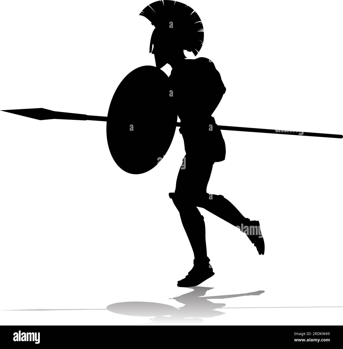 Spartan Silhouette Gladiator Trojan Greek Warrior Illustrazione Vettoriale