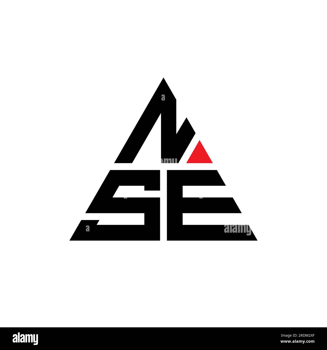 Logo NSE triangolare a lettera con forma triangolare. Monogramma di design con logo triangolare NSE. Modello con logo vettoriale a triangolo NSE di colore rosso. NSE triangul Illustrazione Vettoriale