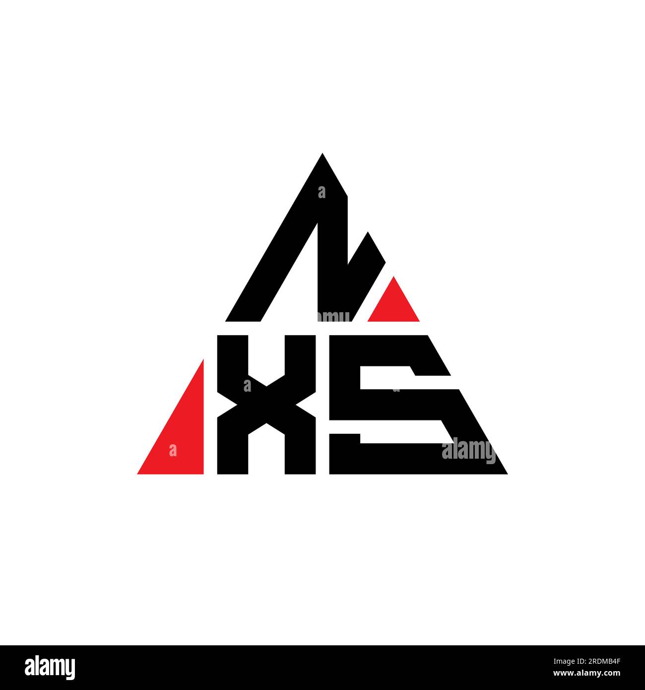Logo NXS a lettera triangolare con forma triangolare. Monogramma di design con logo triangolare NXS. Modello di logo vettoriale a triangolo NXS di colore rosso. NXS triangul Illustrazione Vettoriale