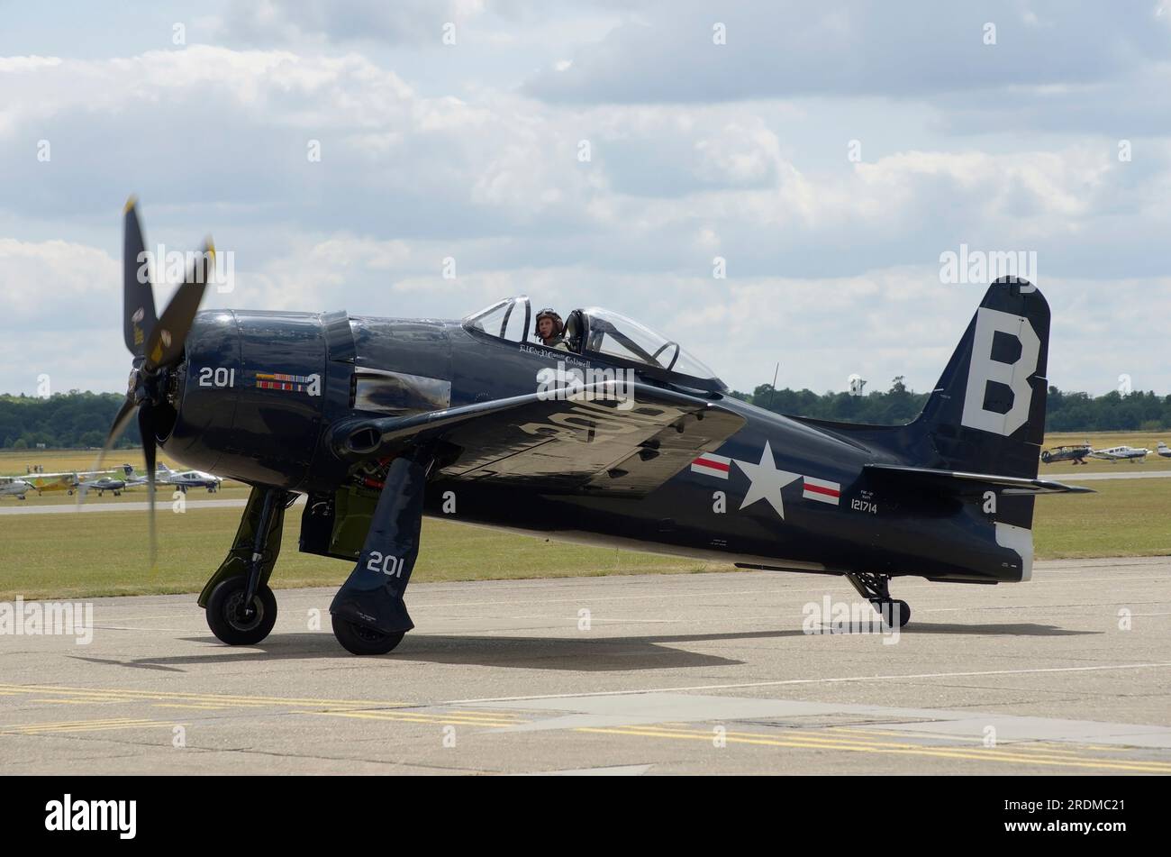 Grumman F8F Bearcat, G-RUMM, 12174, Flying Legends 2023, Church Fenton, Leeds, Foto Stock