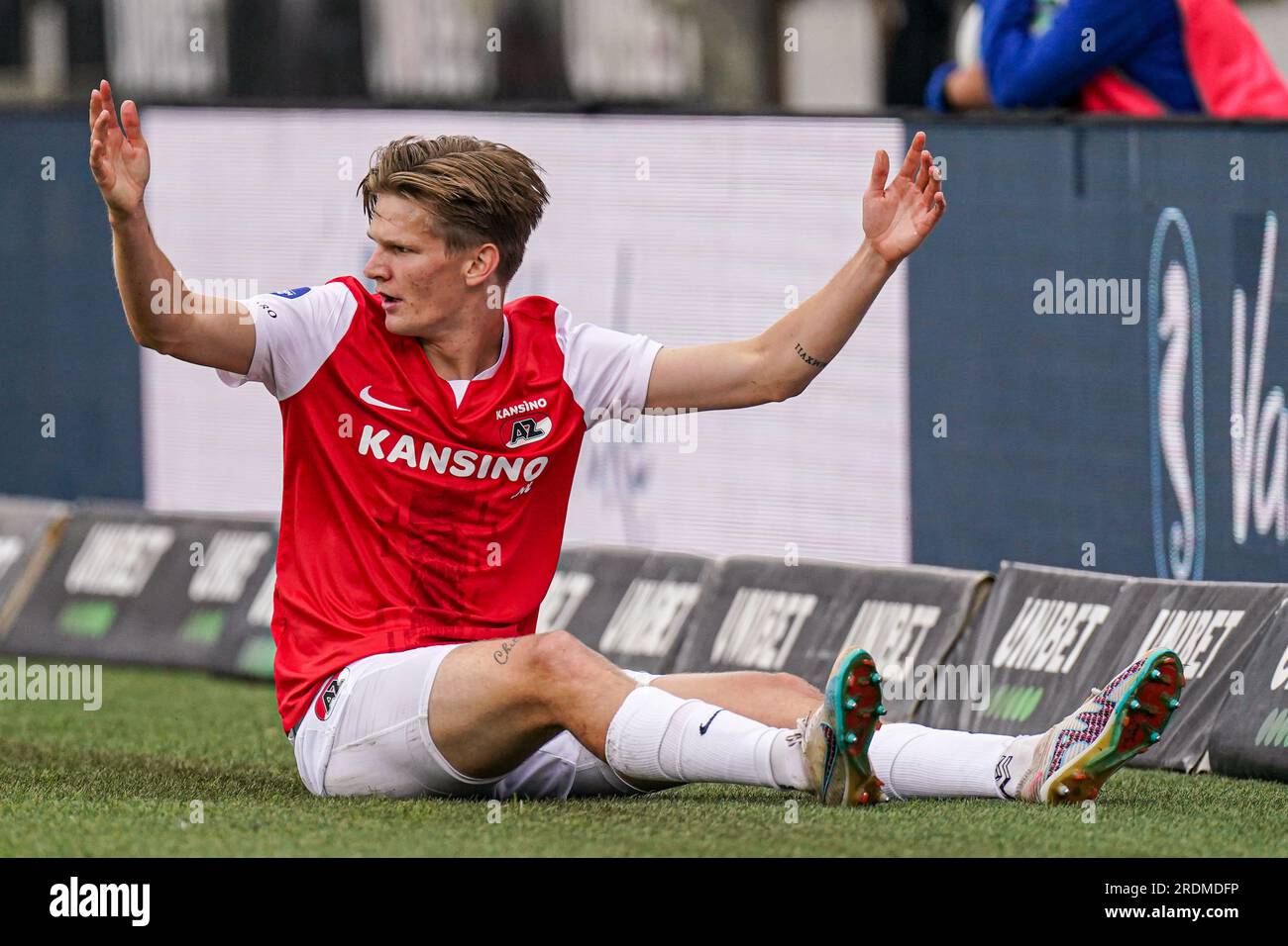 Brugge, Belgio. 22 luglio 2023. BRUGGE, BELGIO - 22 LUGLIO: David Moller Wolfe di AZ Alkmaar sul campo durante la partita amichevole pre-stagionale tra Club Brugge KV e AZ Alkmaar al Jan Breydelstadion il 22 luglio 2023 a Brugge, Belgio (foto di Joris Verwijst/ Orange Pictures) credito: Orange Pics BV/Alamy Live News Foto Stock