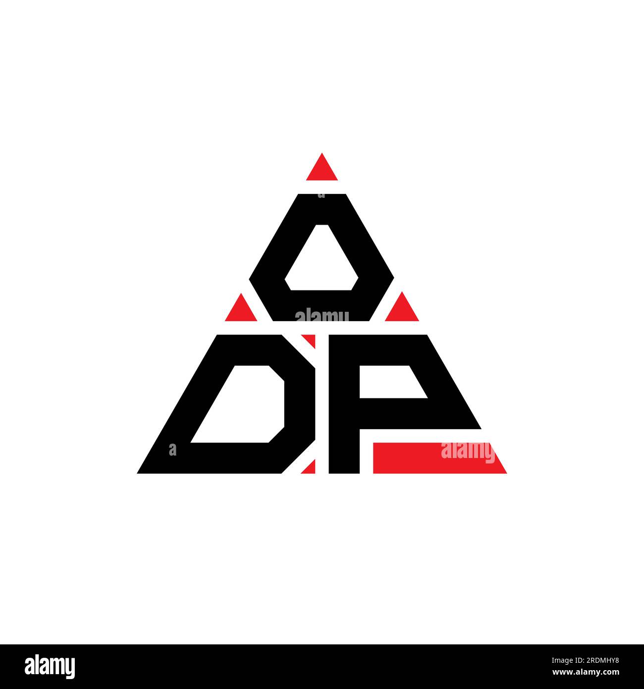 Logo ODP a lettere triangolari con forma triangolare. Monogramma di design con logo triangolare ODP. Modello di logo vettoriale a triangolo ODP di colore rosso. ODP triangul Illustrazione Vettoriale